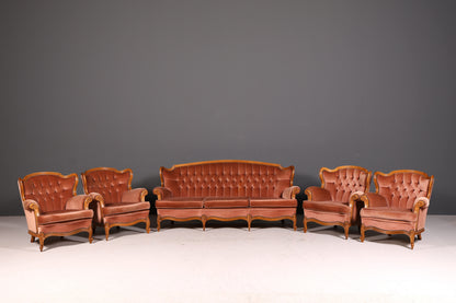 Edler Chippendale Armlehnsessel Barock Stil Samt Stoff Sessel Armchair Rococo Antik 2 von 4