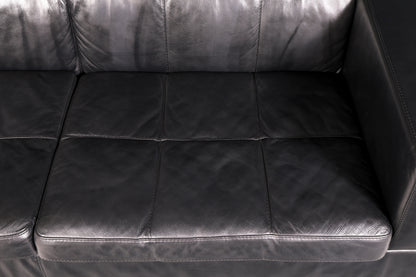 Edles MaxDivani Echtleder Sofa 3-Sitzer Designer Couch Italienisch Ledersofa Schwarz