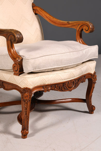 Elegant Louis Philippe Gründerzeit antique armchair with armrests and upholstery, 1 of 2