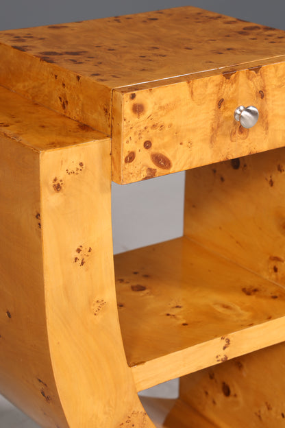 Fantastic Art Deco style side table design chest of drawers bedside table birch stand on the left