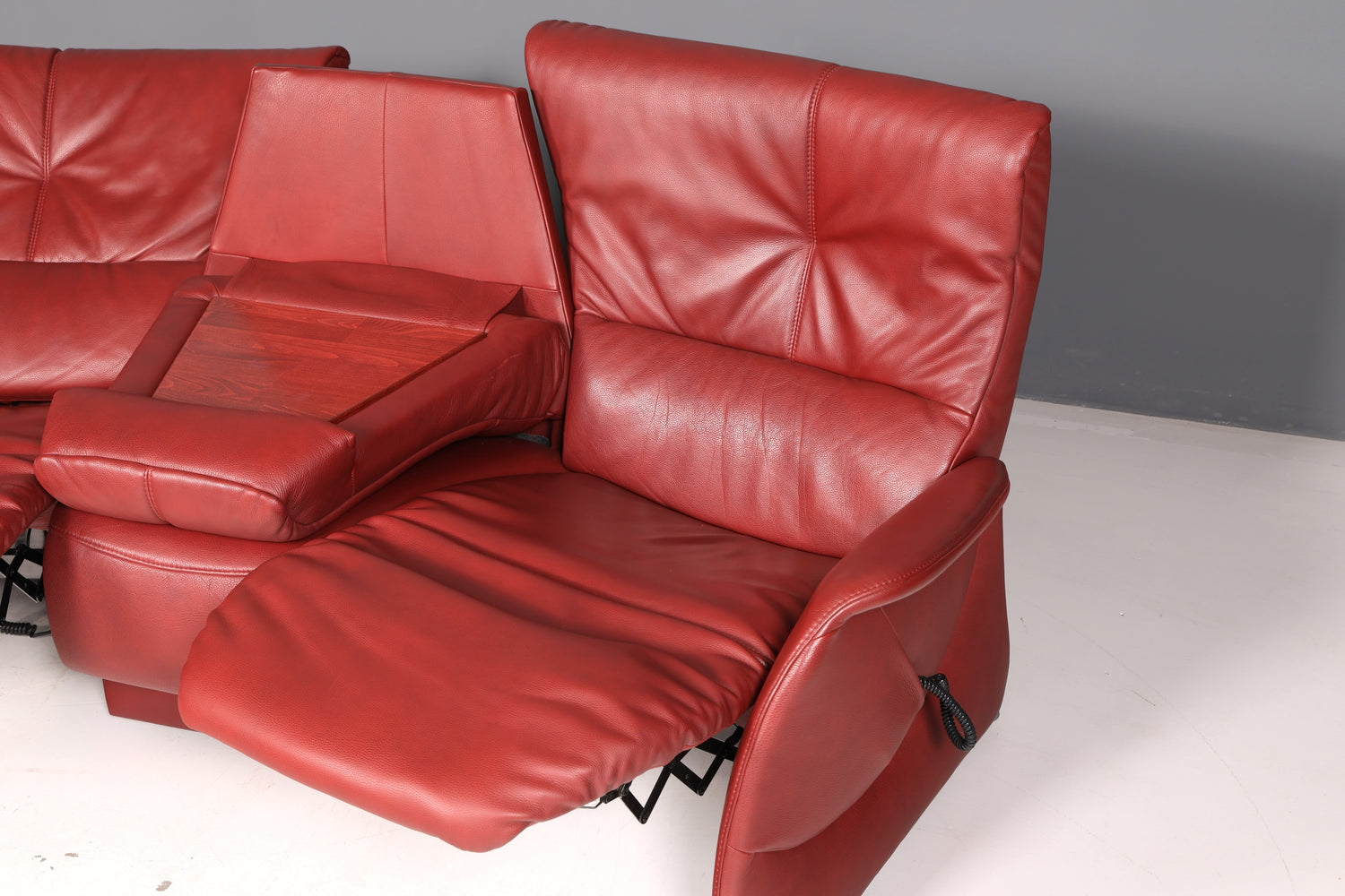 Edles Himolla Ledersofa Trapez 3-Sitzer Echt Leder Rot Relaxsofa Couch Sofa elektrisch verstellbar Vintage