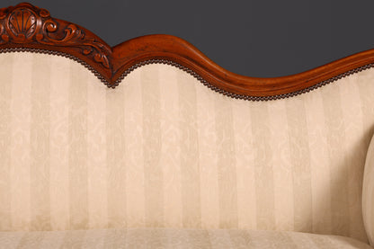 Wunderschönes Original Biedermeier Sofa Antik Louis Philippe Couch 3-Sitzer Creme Gestreift Polstersofa Récamiere