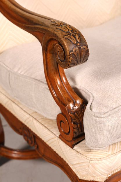 Elegant Louis Philippe Gründerzeit antique armchair with armrests and upholstery, 1 of 2