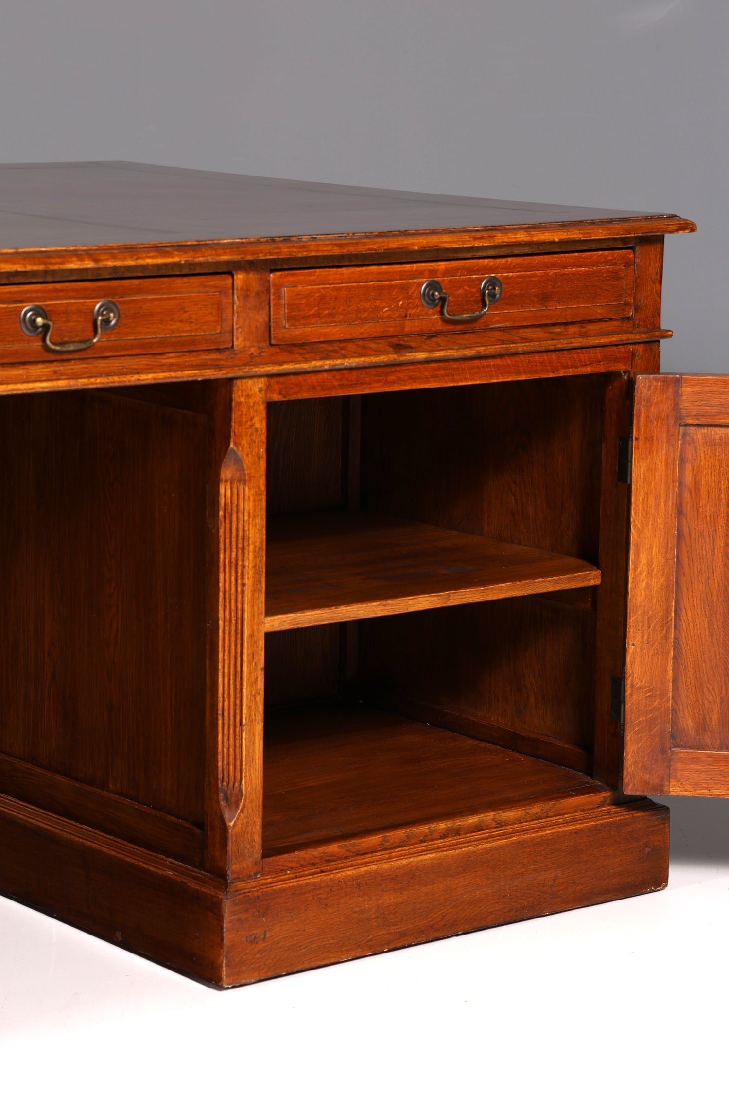 Impressive English XXL Writing Desk, Office Desk, Partner Desk, Antique Solid Wood Vintage