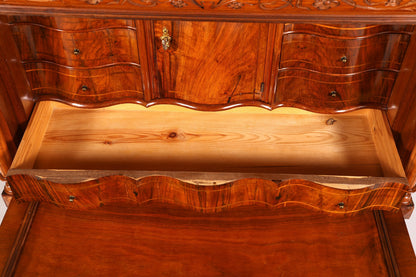 Wunderschöner Louis Philippe Sekretär um 1870 Vertiko Nussbaum Highboard Kommode Sekretär Schrank