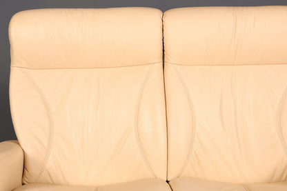 Edles Himolla Cumuly 2-Sitzer Ledersofa mit Hocker Echtleder Creme Relaxsofa Couch Sofa Vintage