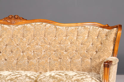 Wunderschönes Chippendale Sofa Barock Stil Couch Samt Stoff 3 Sitzer Antik Vintage