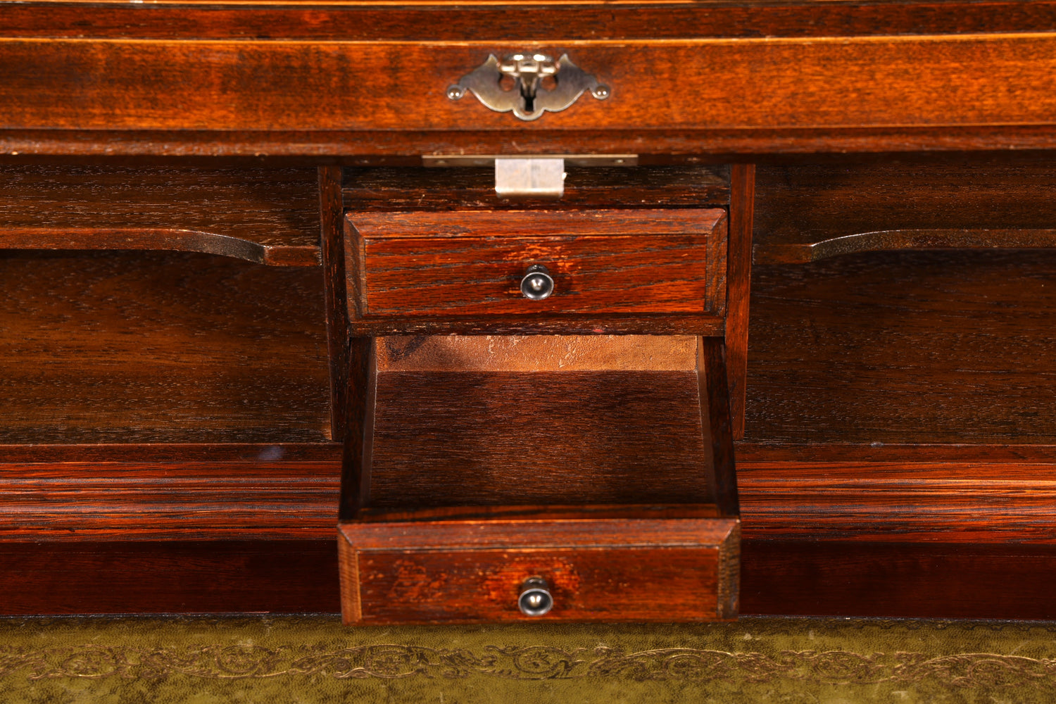 Wunderschöner Englischer Rollladen Schreibtisch Rolltop Desk Sekretär Antik echt Lederauflage Bürotisch Vintage