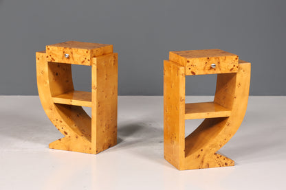 Fantastic Art Deco style side table design chest of drawers bedside table birch stand on the left