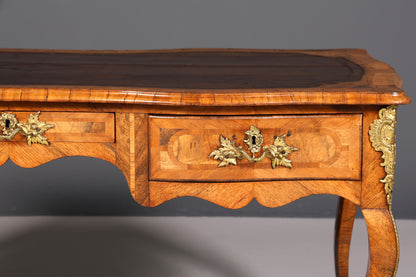 Majestätischer Original Louis XV Schreibtisch 1780 Bureau Plat French Desk echt Leder Antik Bürotisch Office Desk