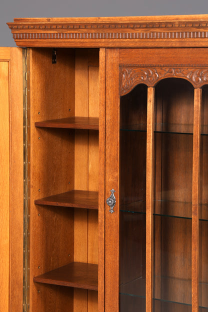 Traumhafte Jugendstil Vitrine Eiche Bücherschrank Kleiderschrank Geschirrschrank Buffet Schrank Antik Vintage