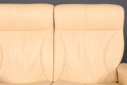 Edles Himolla Cumuly 2-Sitzer Ledersofa mit Hocker Echtleder Creme Relaxsofa Couch Sofa Vintage