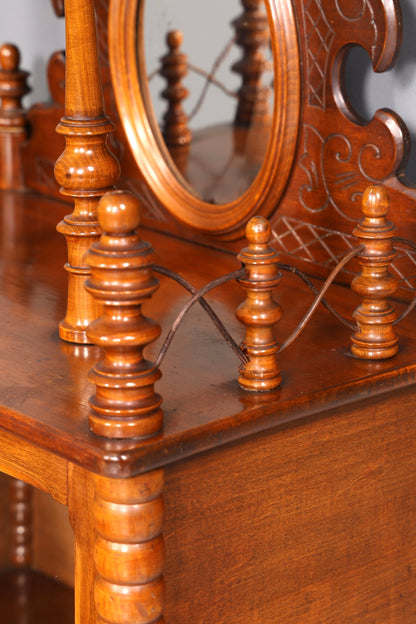 Edle Gründerzeit Vitrine um 1880 Schränkchen Antik Louis Philippe Etagere Vertiko Nussbaum Glasvitrine Bücherregal Schrank Vintage