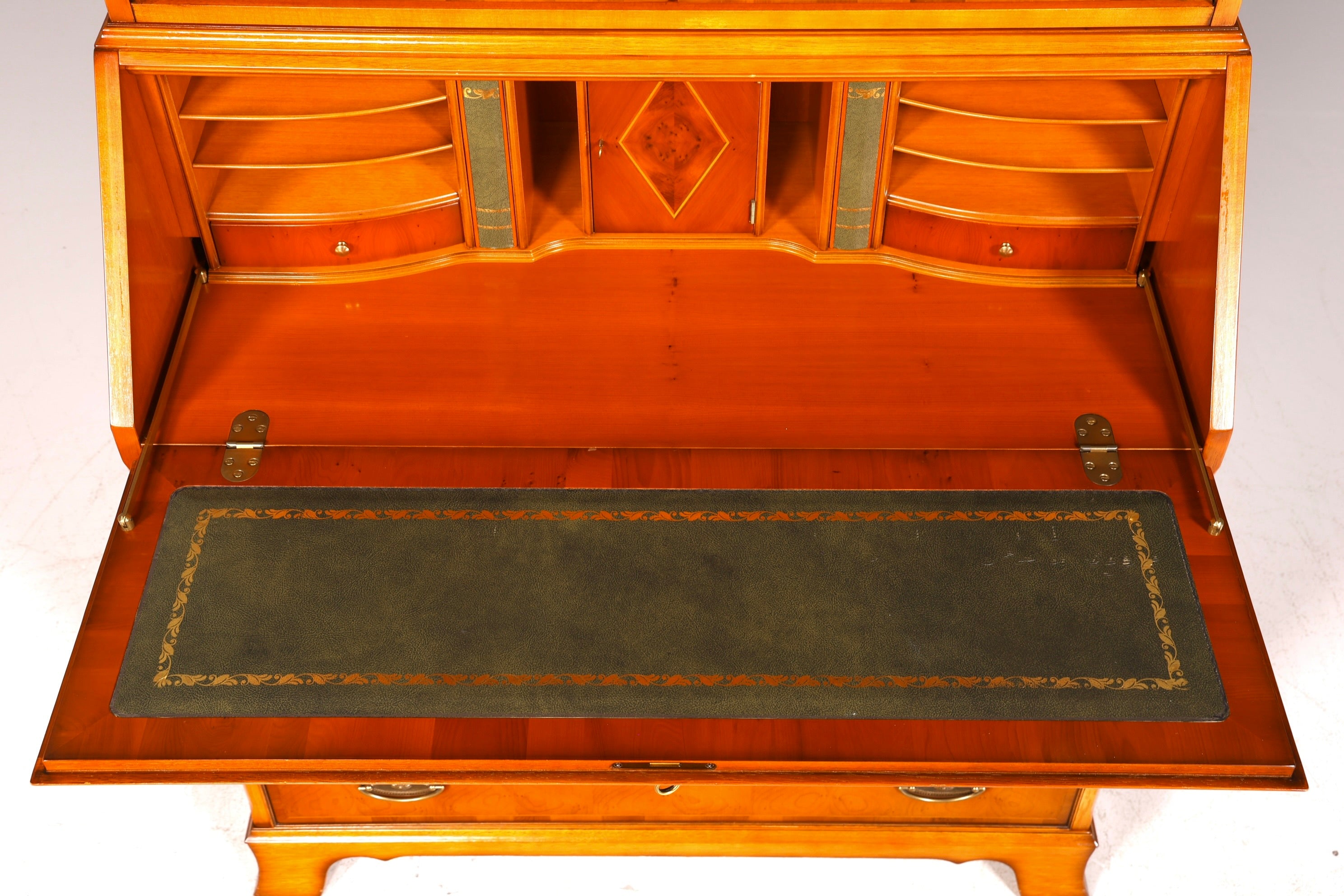 Stilvoller Englischer Sekretär Original Heldense Büro Aufsatzsekretär Eibe Antik 60S Vitrinen Schrank UK