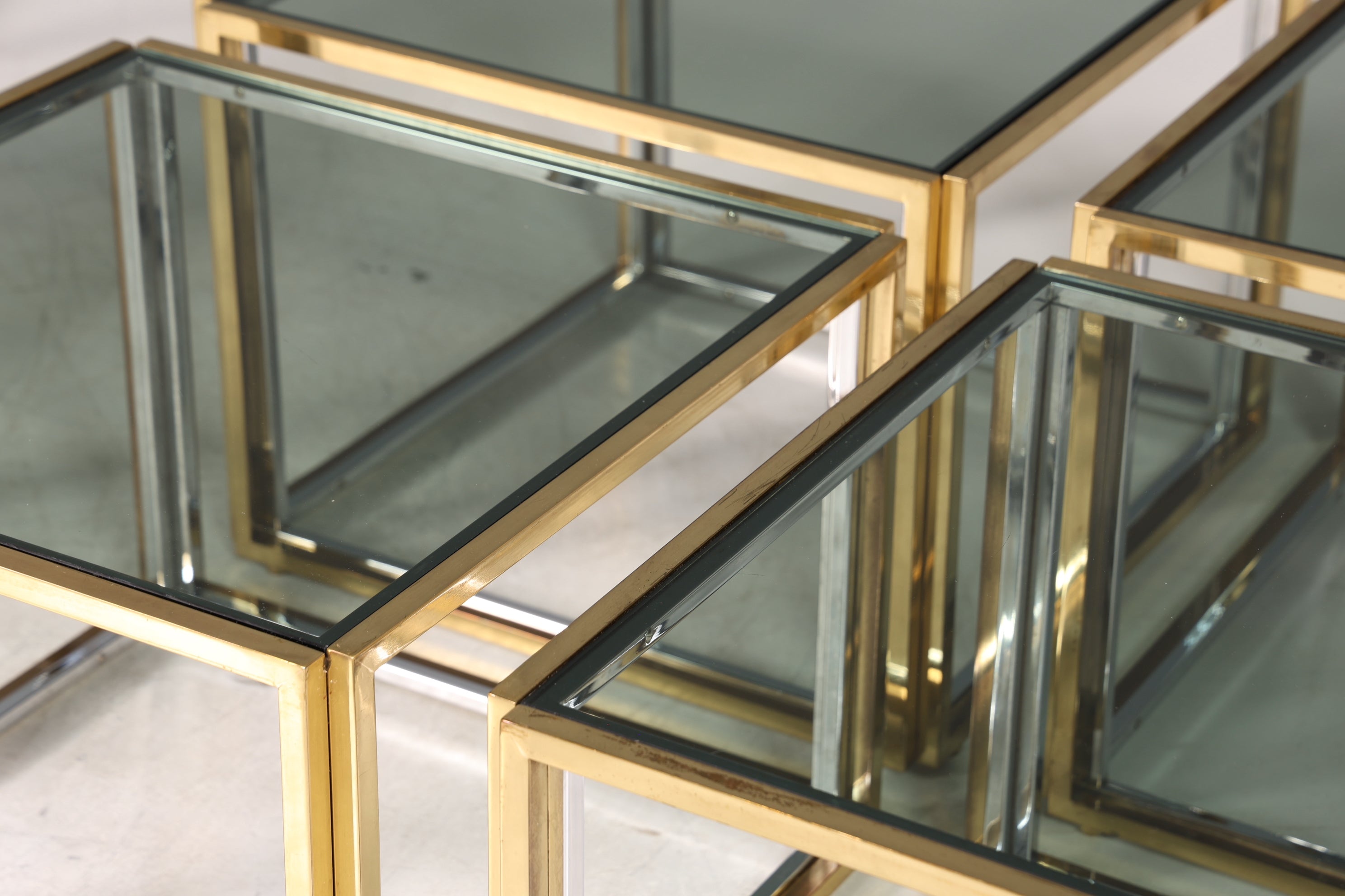 Wunderschöner Original Maison Charles Tisch Chrome Mid Century Coffee Table 70s Couchtisch 5-teilig Wohnzimmer Tisch