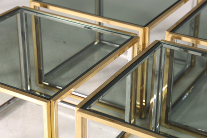 Wunderschöner Original Maison Charles Tisch Chrome Mid Century Coffee Table 70s Couchtisch 5-teilig Wohnzimmer Tisch