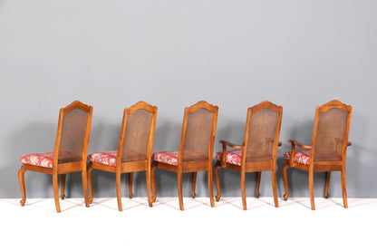 5x Original Chippendale Stühle Vintage Korbgeflecht Küchenstühle Wiener Geflecht Stuhl Set