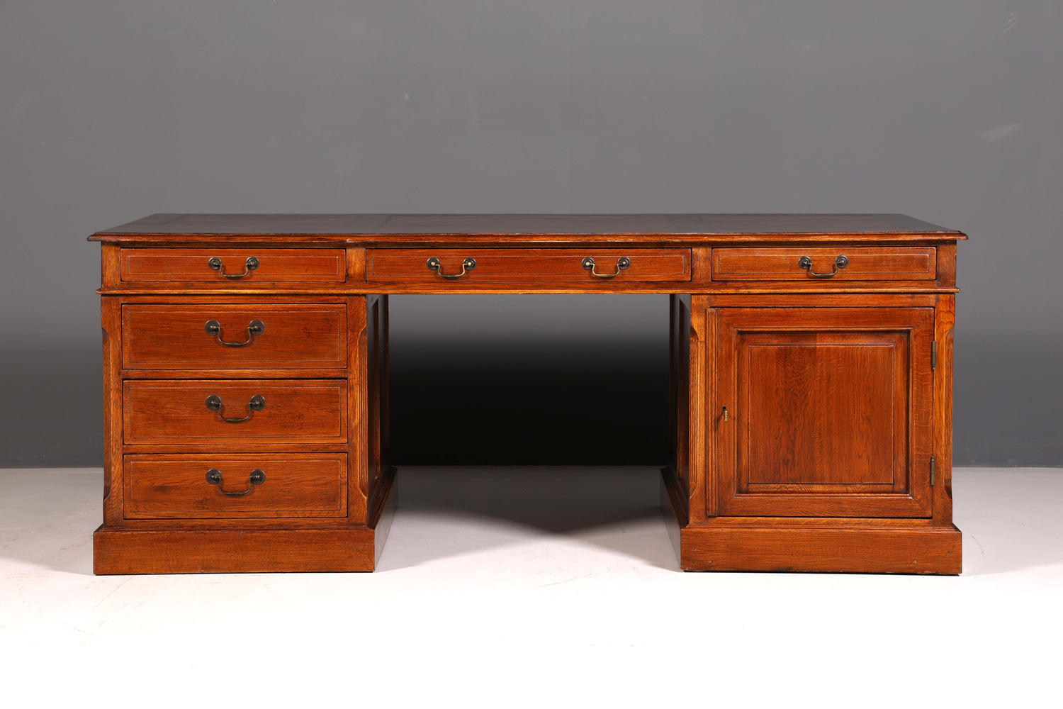 Impressive English XXL Writing Desk, Office Desk, Partner Desk, Antique Solid Wood Vintage