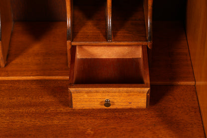 Stylish English Secretary Desk Bureau Bookcase Yew Display Cabinet Cabinet Office Writing Furniture UK