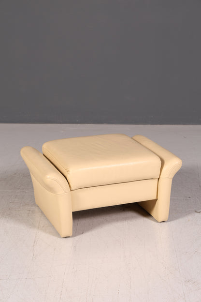 Edles Himolla Cumuly 2-Sitzer Ledersofa mit Hocker Echtleder Creme Relaxsofa Couch Sofa Vintage