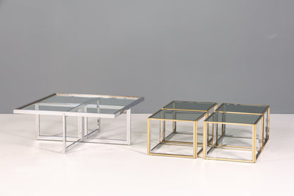 Wunderschöner Original Maison Charles Tisch Chrome Mid Century Coffee Table 70s Couchtisch 5-teilig Wohnzimmer Tisch