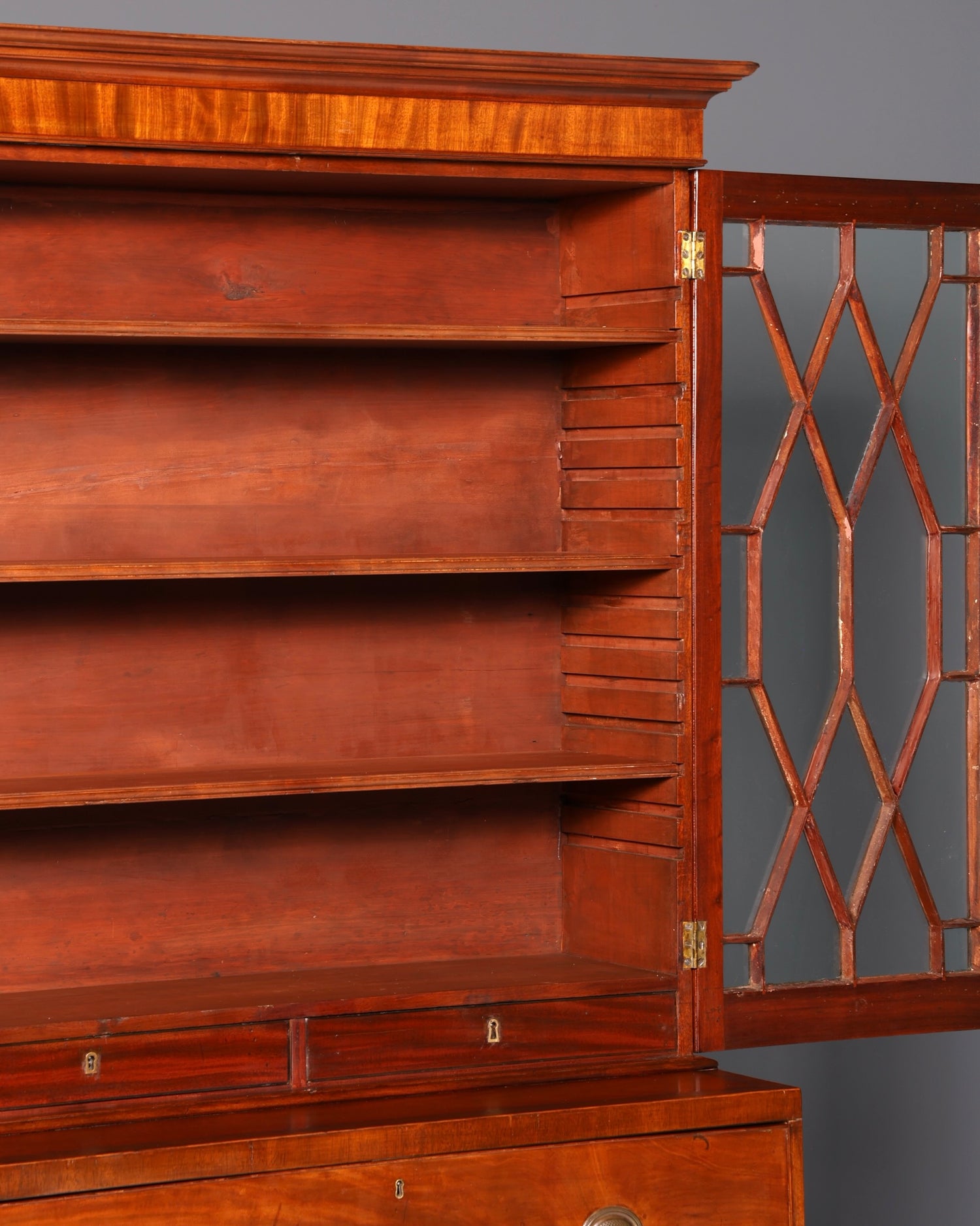 Beautiful antique English secretary desk with hutch, bookcase, display cabinet, mahogany office writing cabinet, UK