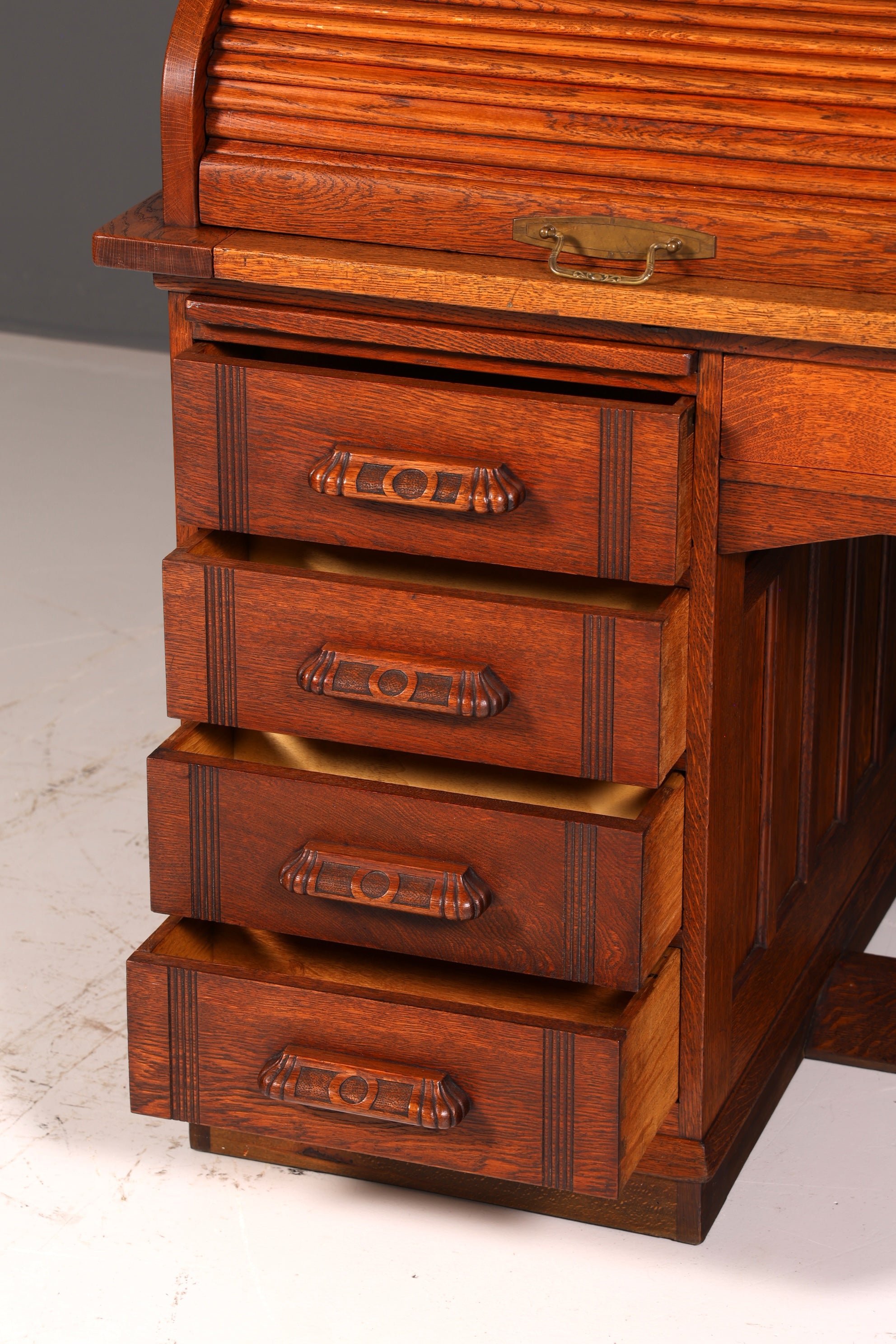 Wunderschöner Sekretär im Bauhaus Stil Art Deco Schreibtisch Schreibsekretär Rollladen Antik Vintage Eiche