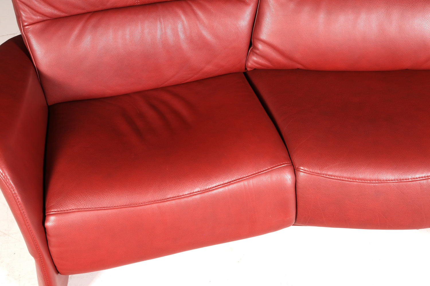 Edles Himolla Ledersofa Trapez 3-Sitzer Echt Leder Rot Relaxsofa Couch Sofa elektrisch verstellbar Vintage