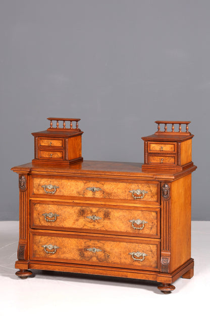 Edle Gründerzeit Kommode Louis Philippe Nussbaum Schubladen Kommode Sideboard um 1880
