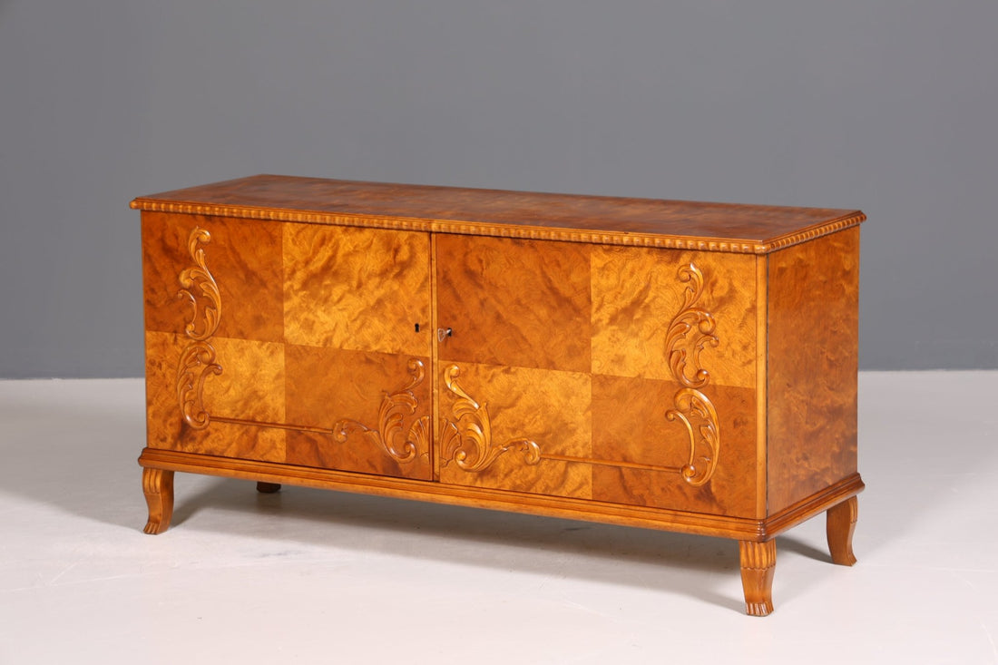 Wunderschönes Original Art Deco Sideboard Antik Schrank Birke TV Kommode um 1930