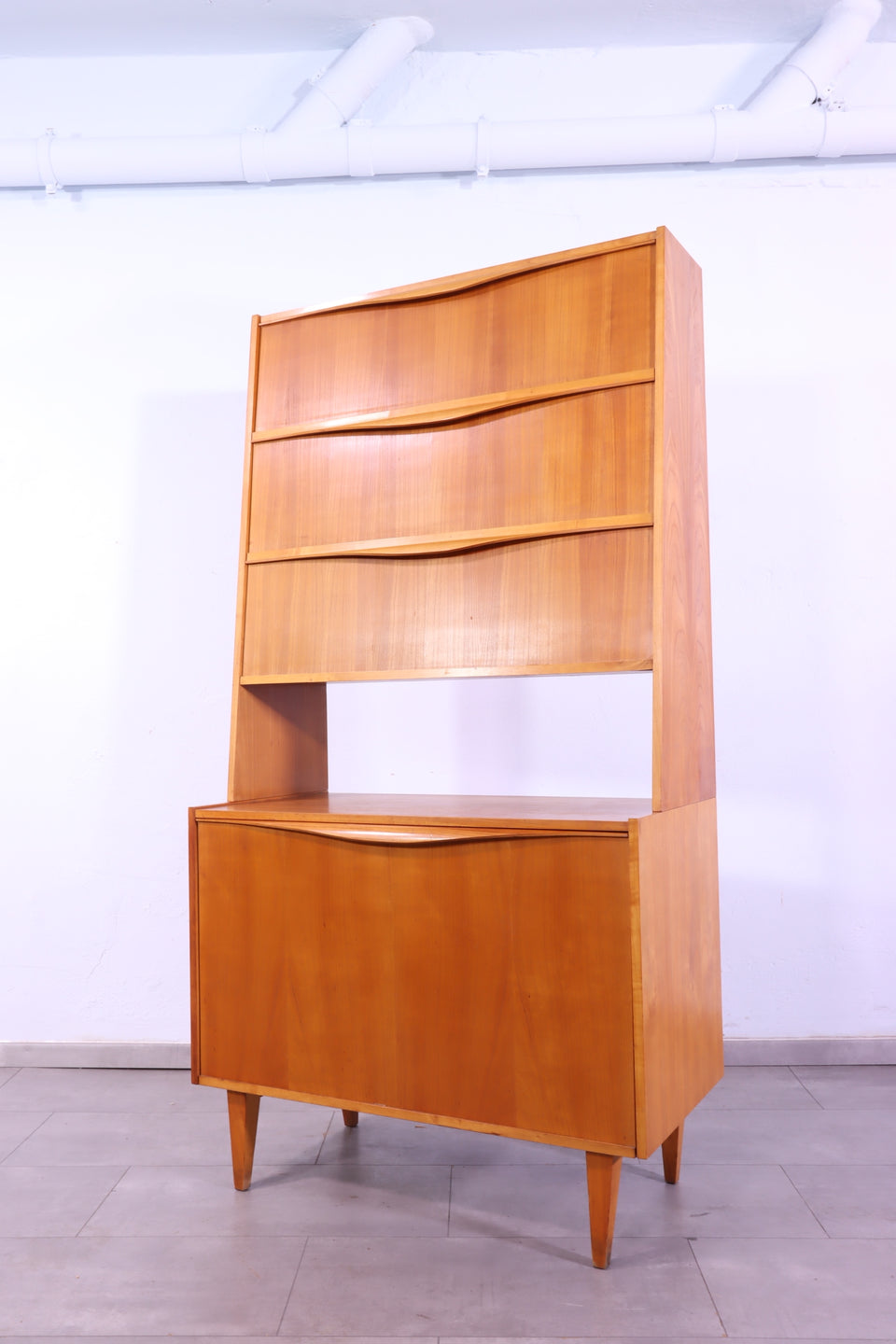 Schlichter Hellerau Mid Century Highboard Retro Regal VEB Klappschrank