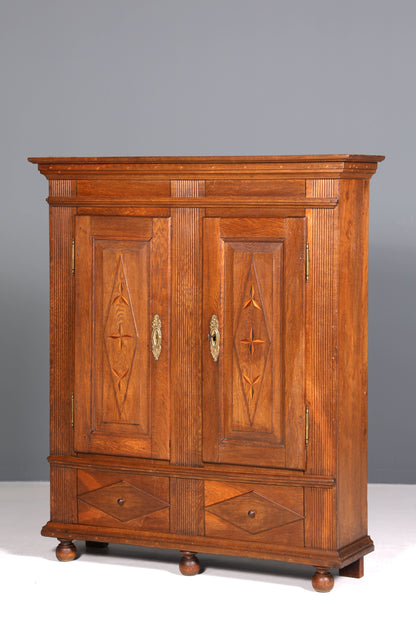 Wunderschöner Original Barock Schrank um 1780 massiv Holz Kleiderschrank Antik Wäscheschrank Eiche Dielenschrank