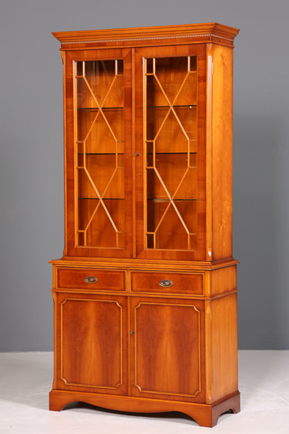 Wunderschöne Englische Vitrine Eibe Bücherschrank Heldense Stil Buffet Antik Stil Glasvitrine 1 vom 2