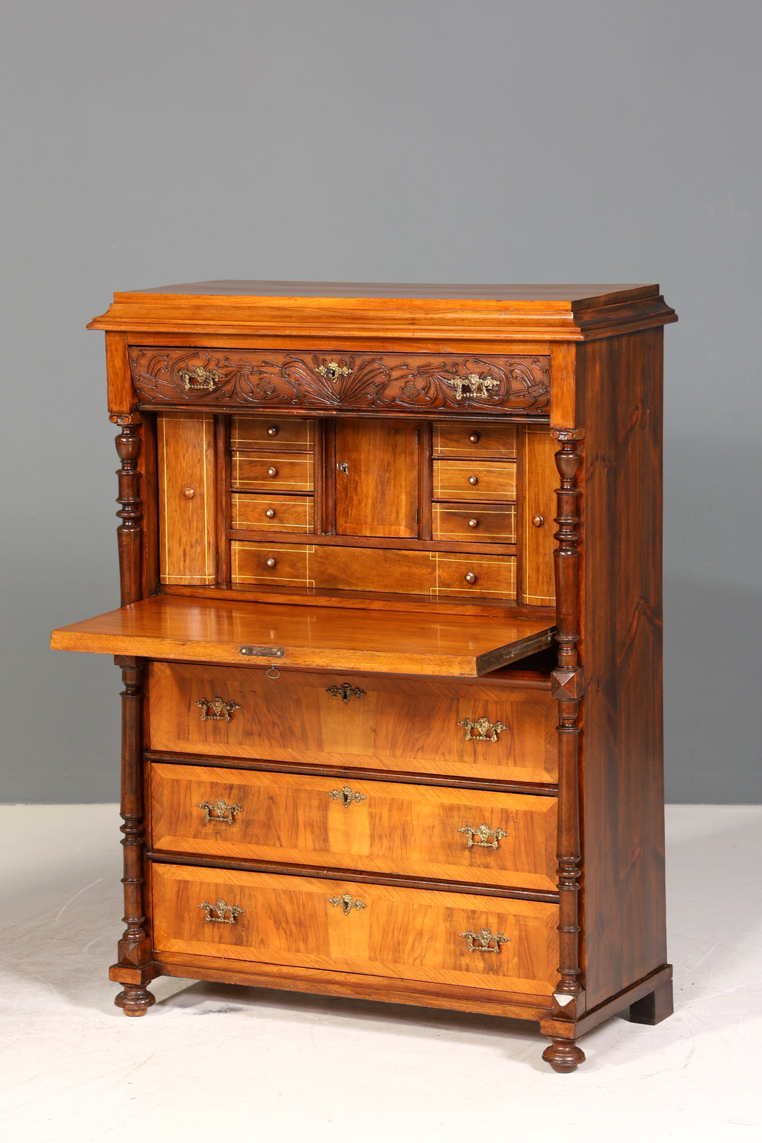Wunderschöner Gründerzeit Sekretär Vertiko Highboard Jugendstil Kommode Schrank um 1880
