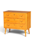Hauptstadt Möblerei Mid Century Kommode aus massivem Holz mit drei Schubladen und Vintage-Beschlägen