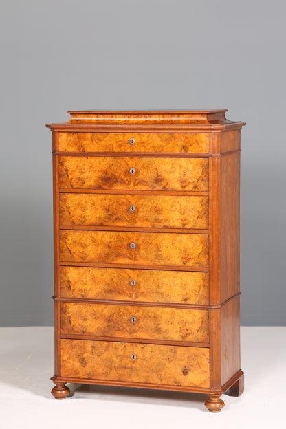 Traumhafter Louis Philippe Chiffoniere um 1880 Gründerzeit Nussbaum Vertiko Schrank Semainier