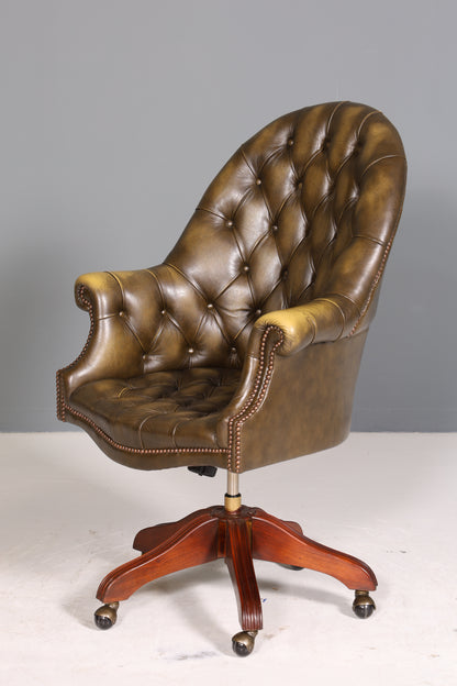 Wunderschöner Original Chesterfield Bürosessel &quot;Wade&quot; echt Leder Sessel Bürostuhl Captain Chair Sessel Office Chair 2 von 2