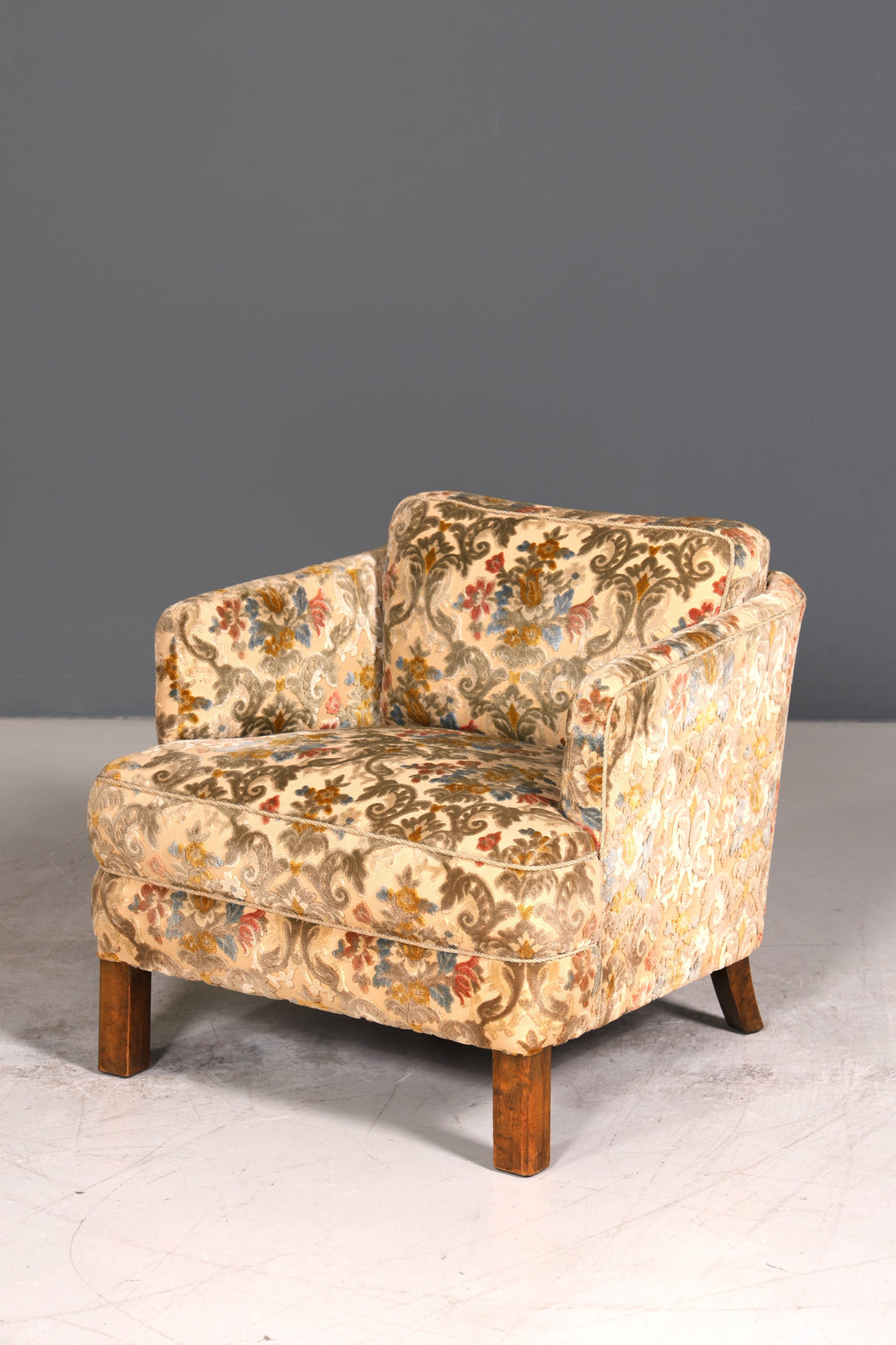 Wunderschöner Chippendale Sessel Art Deco Stil Lounge Floraler Samt Stoff Sessel 2 von 2