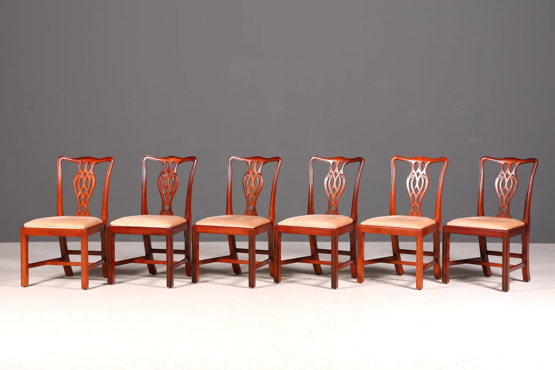 G341 Finish cm 6x Edle Englische Stühle Englisch Dining Chairs Antik 60er Jahre Regency Küchenstühle Stuhlset (Kopie 2)