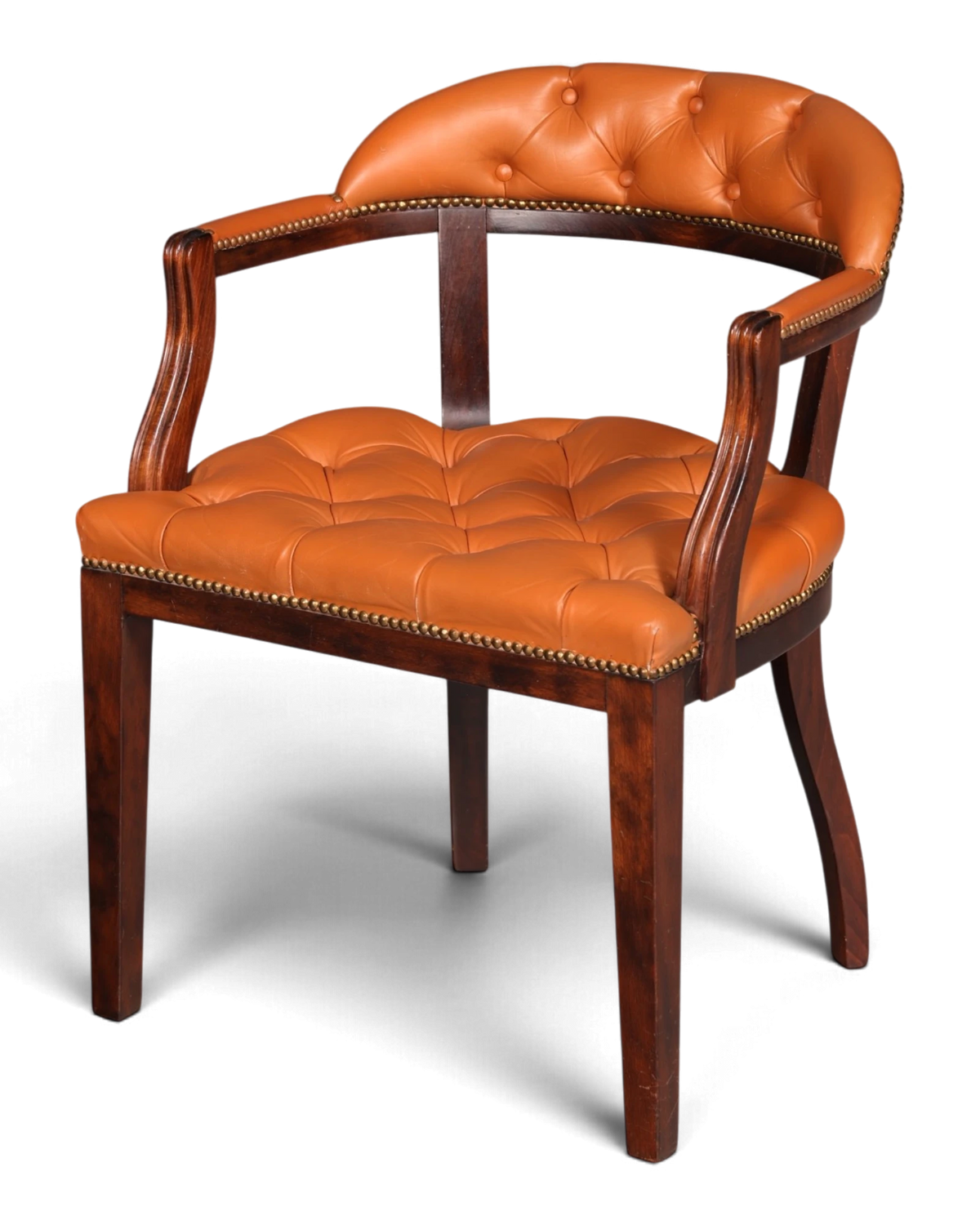 Wunderschöner Chesterfield Armlehnstuhl Cognac Echt Leder Schreibtischstuhl Sekretär Stuhl Herrenstuhl 1 von 2