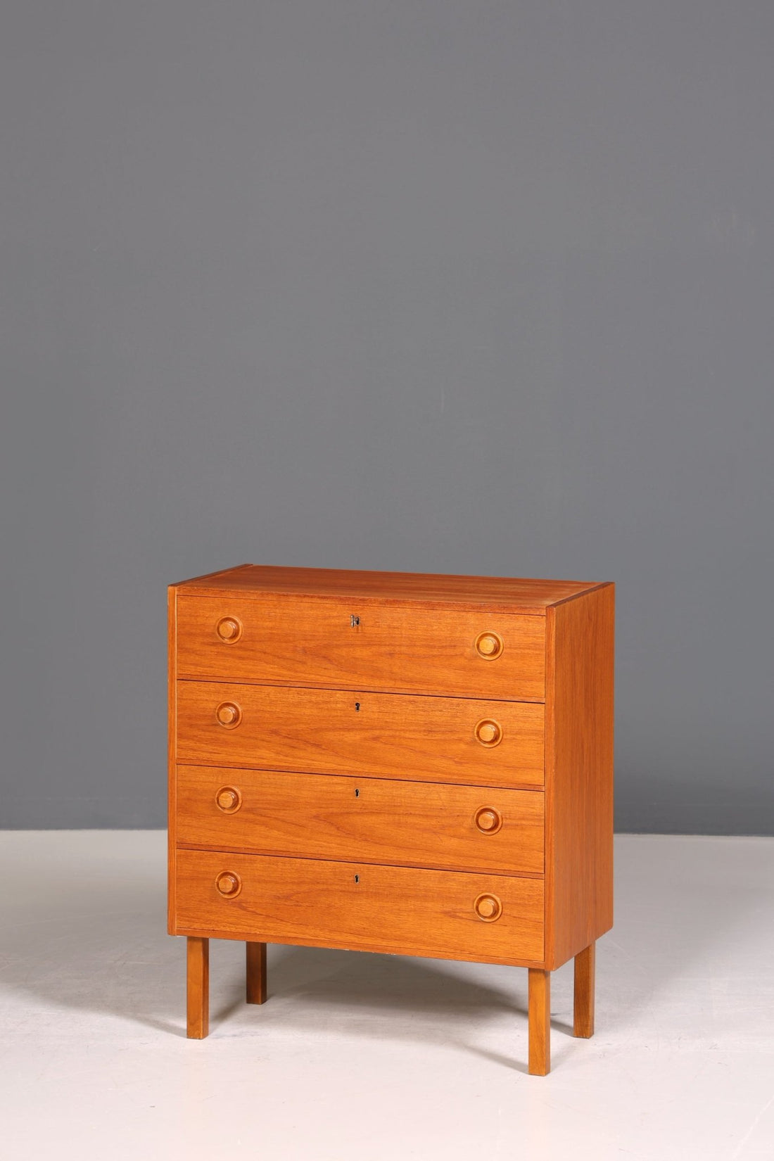Schlichte Mid Century Kommode Teak Holz Sideboard Wäschekommode echt Holz Schubladenkommode