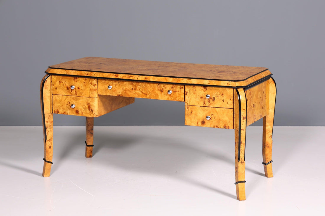 Wunderschöner Art Deco Stil Schreibtisch Bürotisch Antik Stil Birke Office Desk