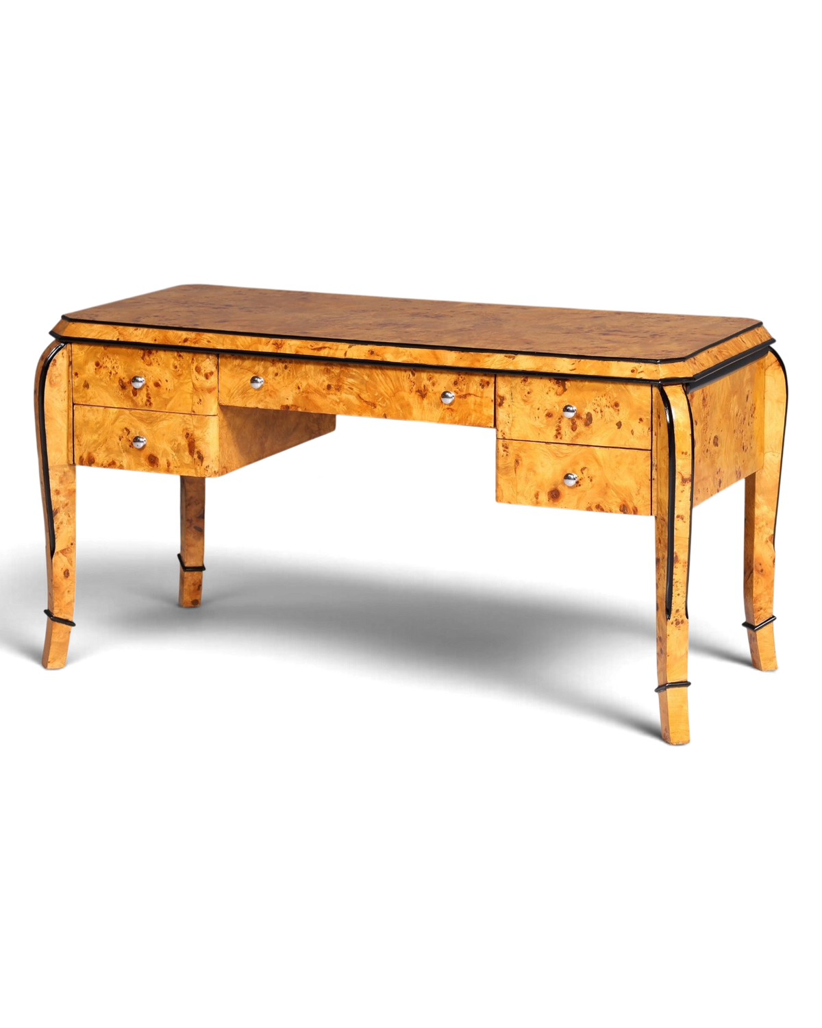 Wunderschöner Art Deco Stil Schreibtisch Bürotisch Antik Stil Birke Office Desk
