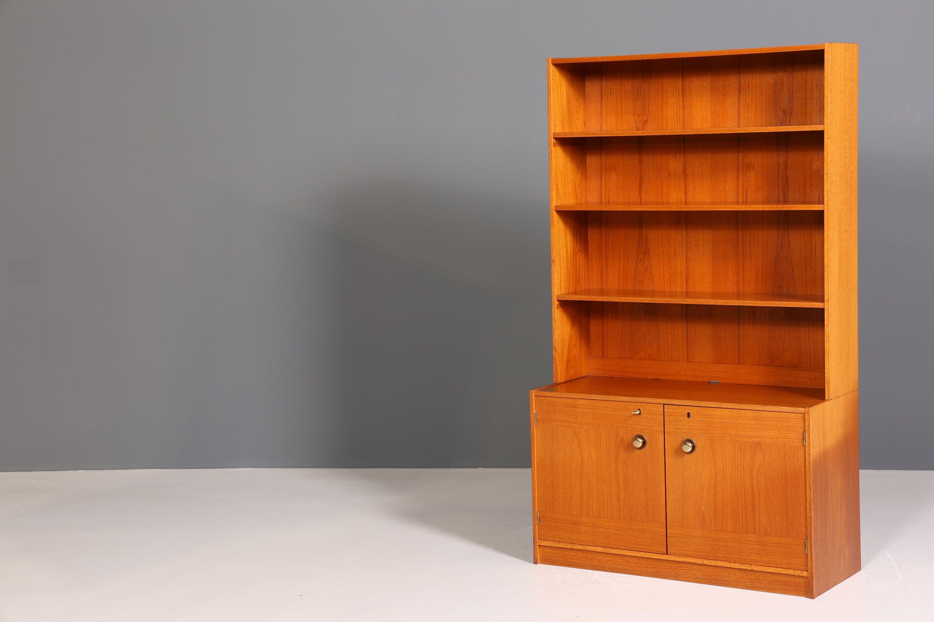 Stilvolles Mid Century Regal Danish Design Bücherregal Teak Holz Schrank Kommode 60er Jahre Bookshelf
