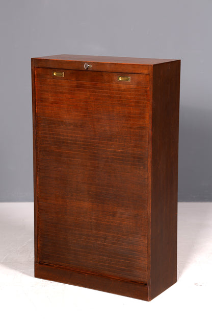 Schlichter Mid Century Rollladenschrank Bauhaus Apothekerschrank Art Deco Aktenschrank Büroschrank