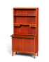 Hauptstadt Möblerei Mid Century ahşap sekreter ve kitaplık, ayarlanabilir raflı ve açılır çalışma yüzeyli vintage dolap.