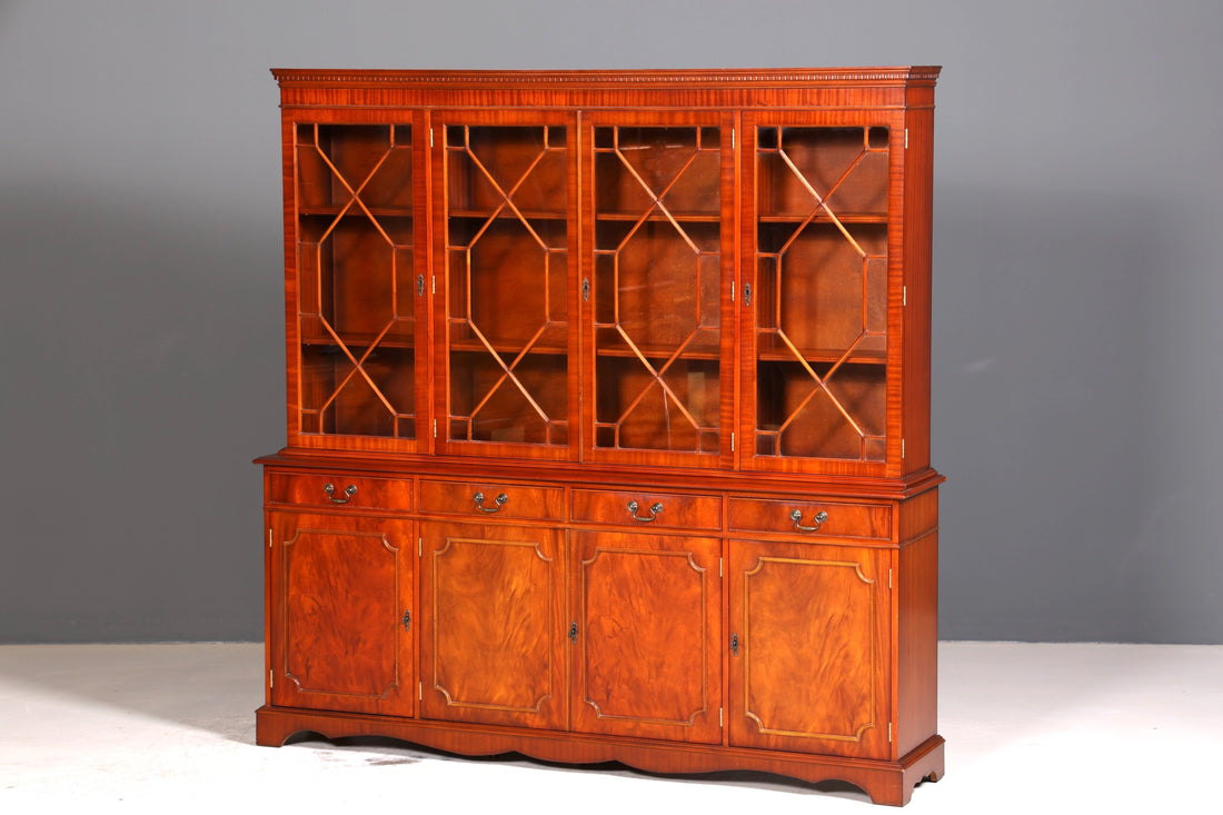 Wunderschöne Englische Vitrine Bücherschrank Buffet Antik Stil Englisch Mahagoni Glasvitrine Bibliothek