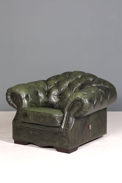 Wunderschöner Original Chesterfield Centurion Sessel grün Englischer Armlehnsessel Englisch Herrensessel