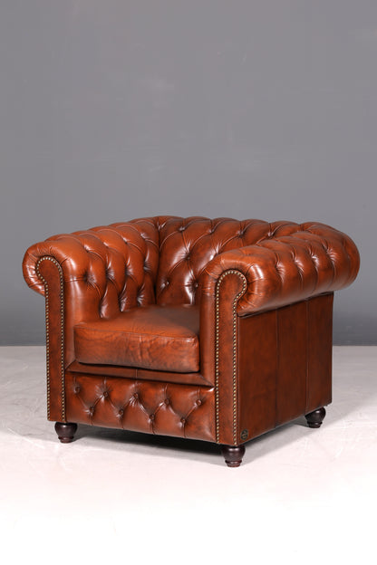 Wunderschöner Original Chesterfield Sessel Englische Leder Armlehnsessel "The Chesterfield Brand" Herrensessel