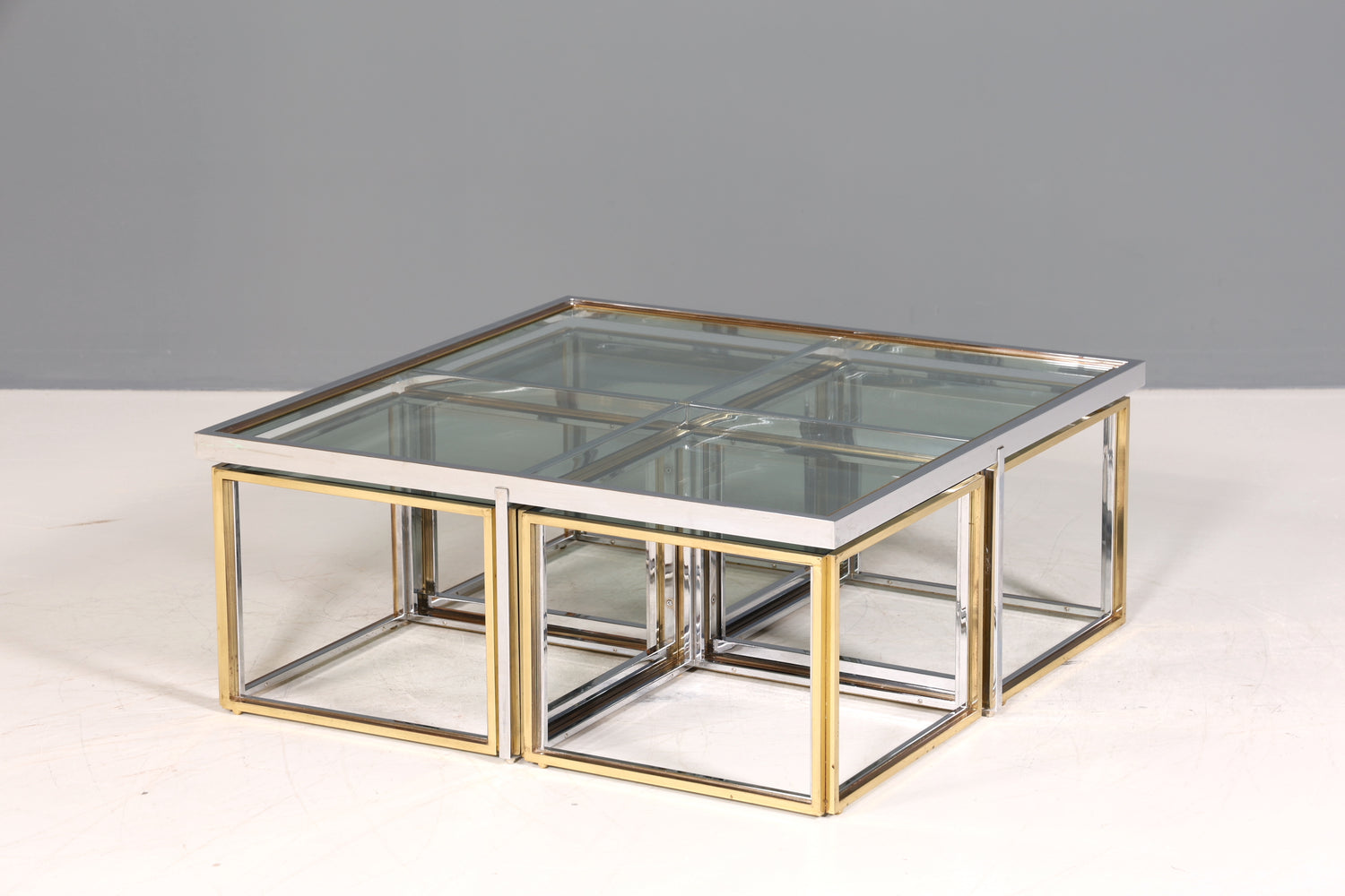 Wunderschöner Original Maison Charles Tisch Chrome Mid Century Coffee Table 70s Couchtisch 5-teilig Wohnzimmer Tisch